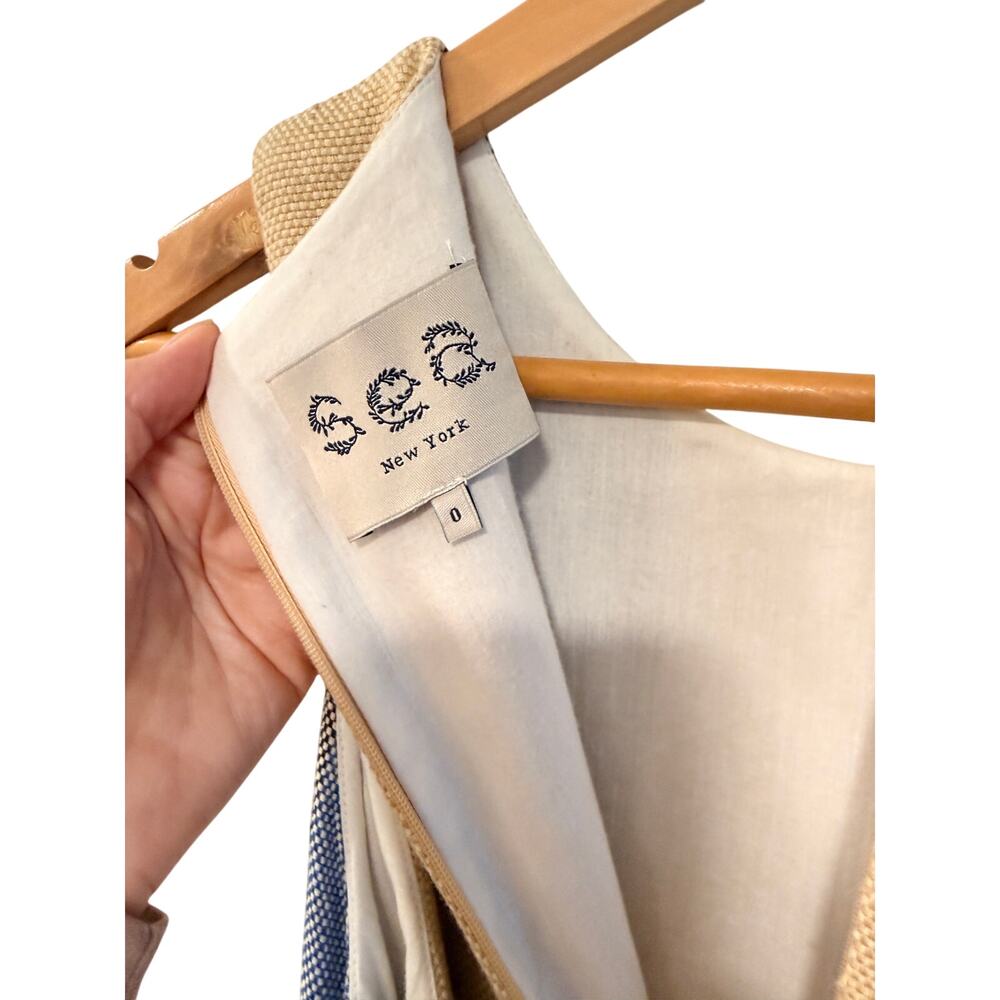Sea New York Cream Midi Dress with Navy and Beige Paneling - Picture 7 of 12